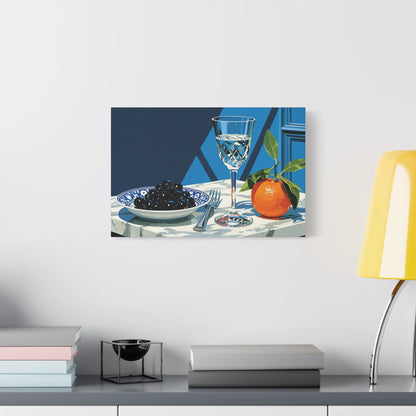 Tableau Nature Morte Cristal Olives Noir Blanc - Éclat Monochrome - décor salon contemporain bois