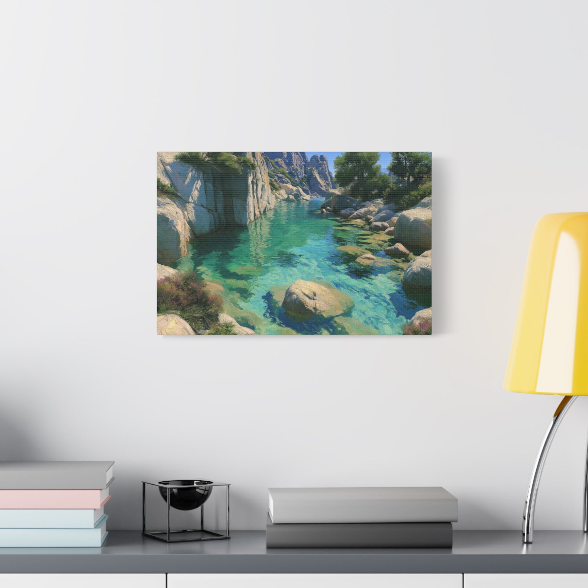 Calanque corse avec eau turquoise transparente et falaises rocheuses - Art Virtuoso - vue 7/20
