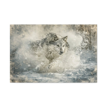 Tableau Loup en Course - Souffle du Sprint - intégration salon scandinave