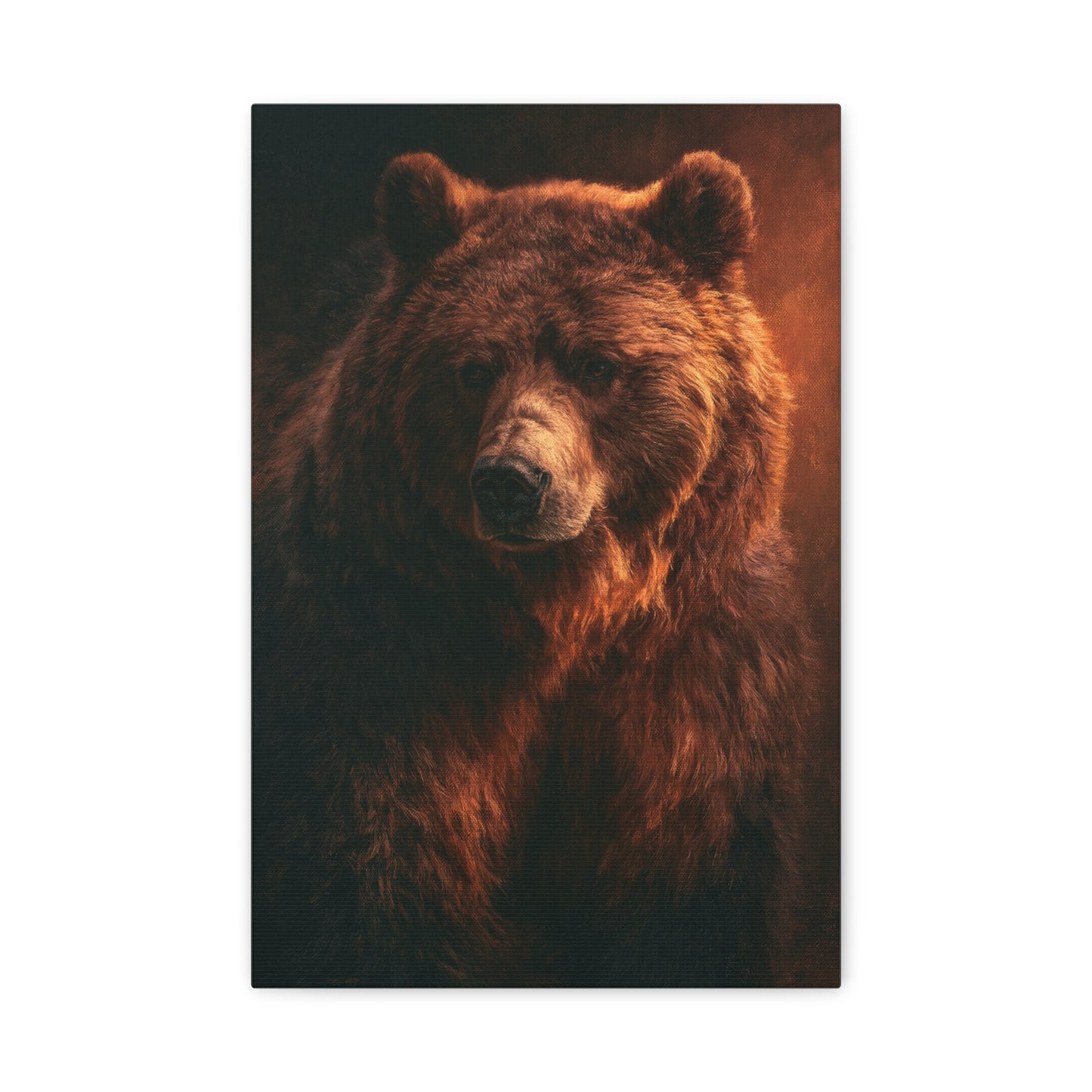 Tableau Ours Brun Peinture Huile - Matière Fauve - format S