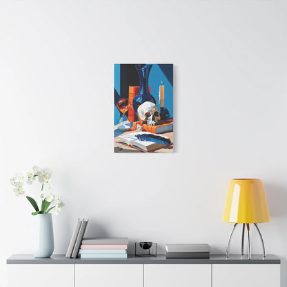 Tableau Nature Morte Vanitas Hollandaise Crâne Sablier - Leçon du Temps - ambiance chambre adulte
