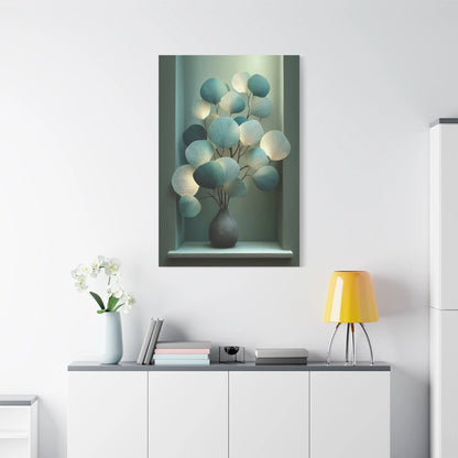 Tableau Eucalyptus vert sauge dans un salon contemporain