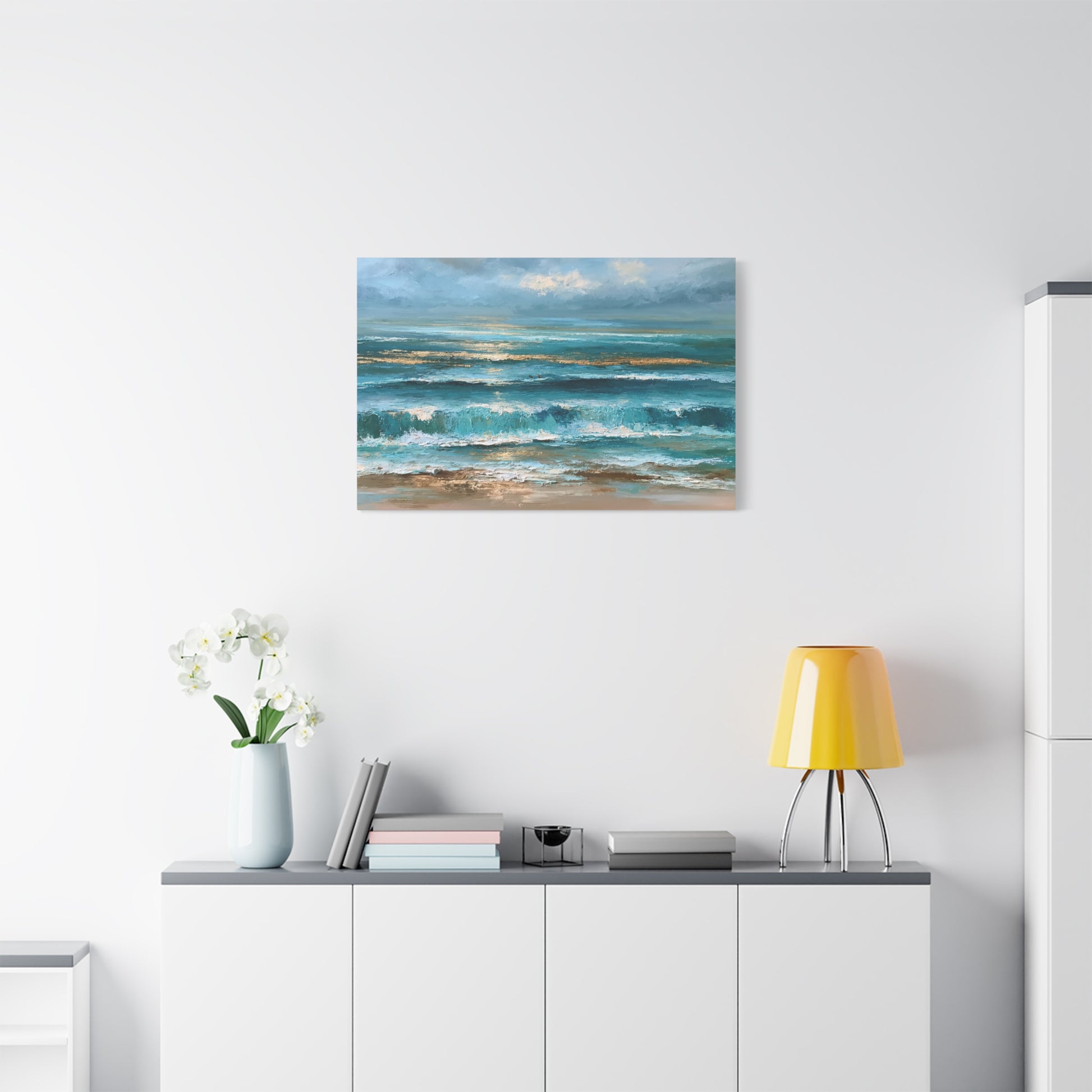 Mer abstraite en bandes bleu sable et ecume blanche - Art Virtuoso - vue 16/20