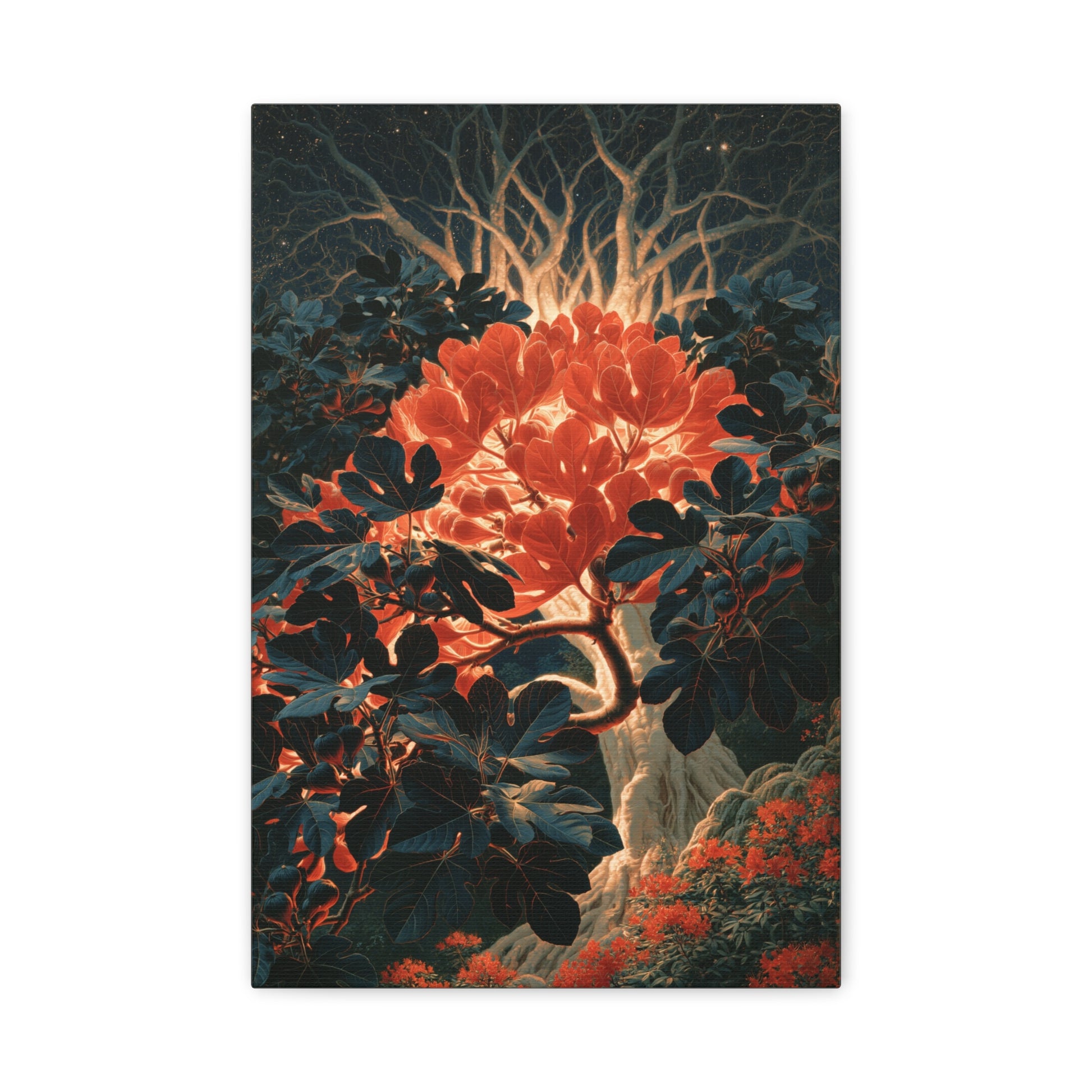 Tableau Ashvattha Arbre Inversé, un arbre cosmique dont les racines lumineuses s’ouvrent dans le ciel, format S - Art Virtuoso
