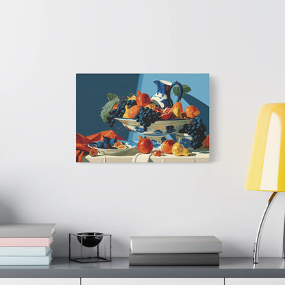 Tableau Nature Morte Fruits Clair-Obscur Caravage - Corbeille Nocturne - décor salon contemporain bois