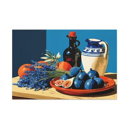 Tableau Nature Morte Figues Lavande Terracotta - Midi Parfumé - ambiance bureau créatif