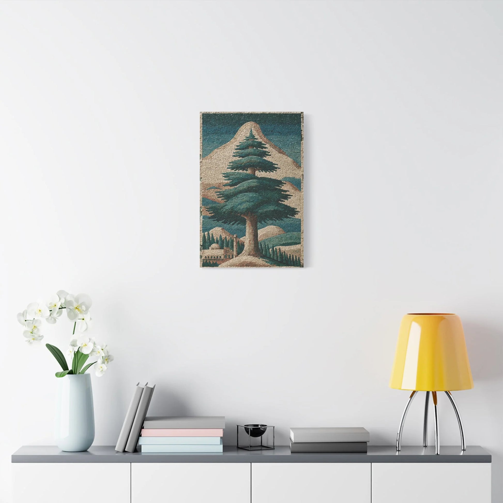 Tableau en Mosaïque Cèdres du Liban - Montagne Byzantine - ambiance chambre adulte