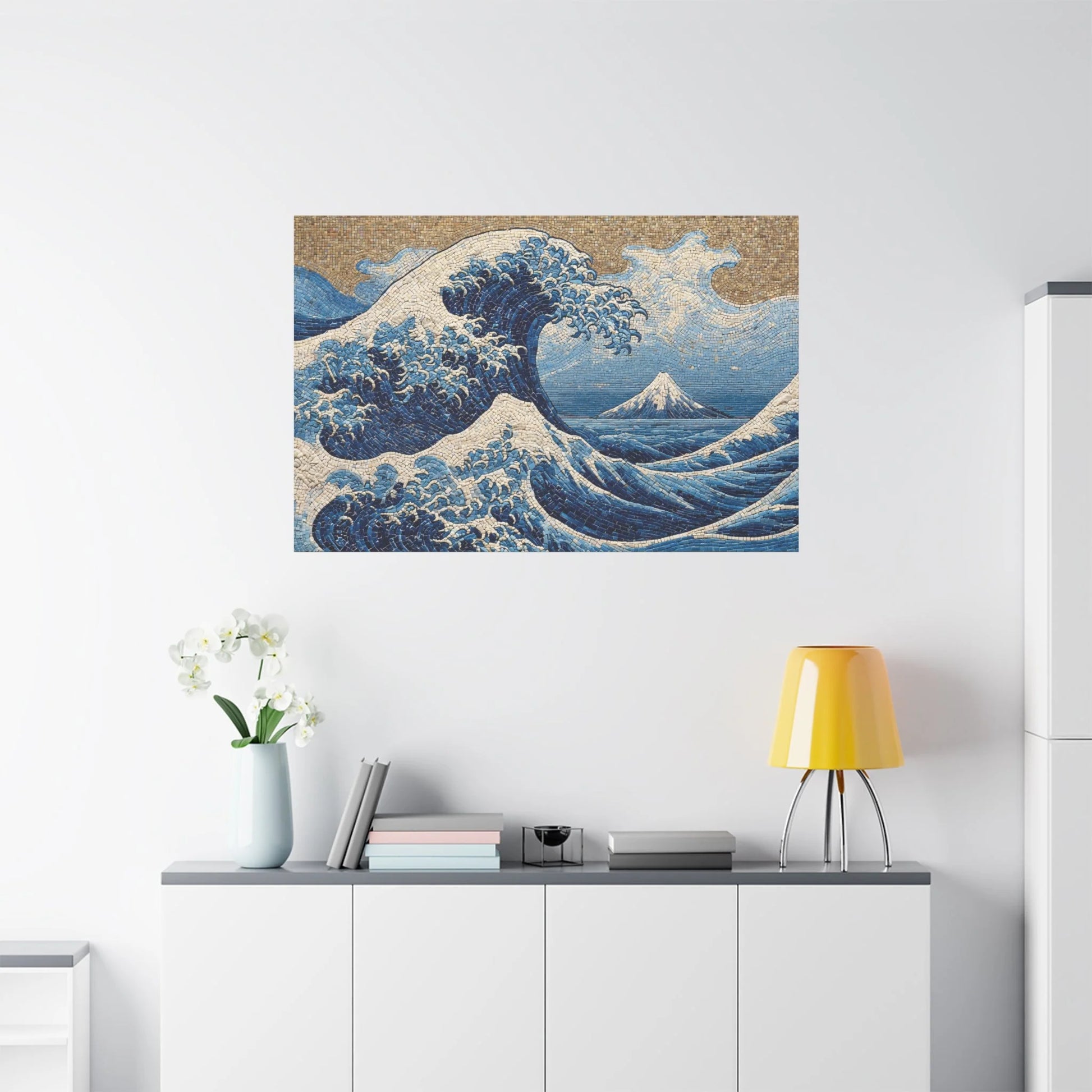 Tableau en Mosaïque Vague Hokusai - Écume de Tesselles - vue mur grande hauteur