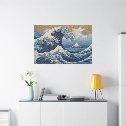 Tableau en Mosaïque Vague Hokusai - Écume de Tesselles - vue mur grande hauteur