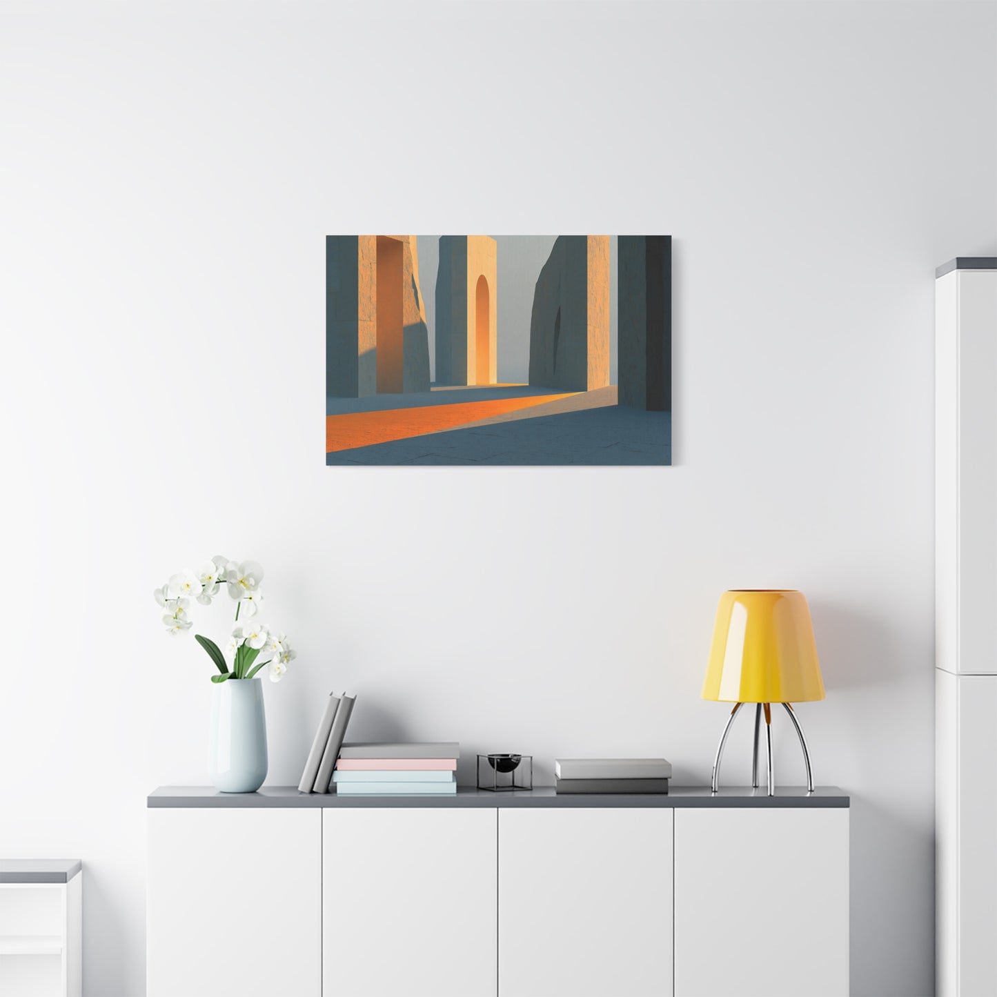 Grand Tableau Beige Or Portique Soleil