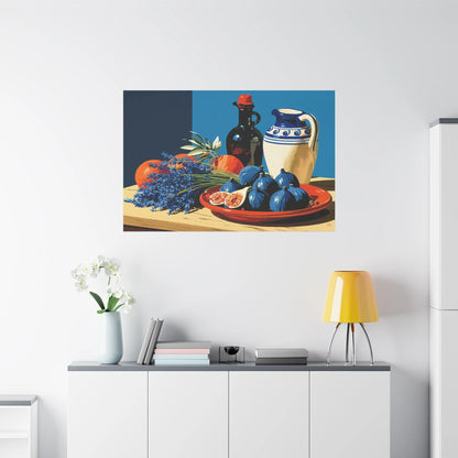 Tableau Nature Morte Figues Lavande Terracotta - Midi Parfumé - vue mur grande hauteur
