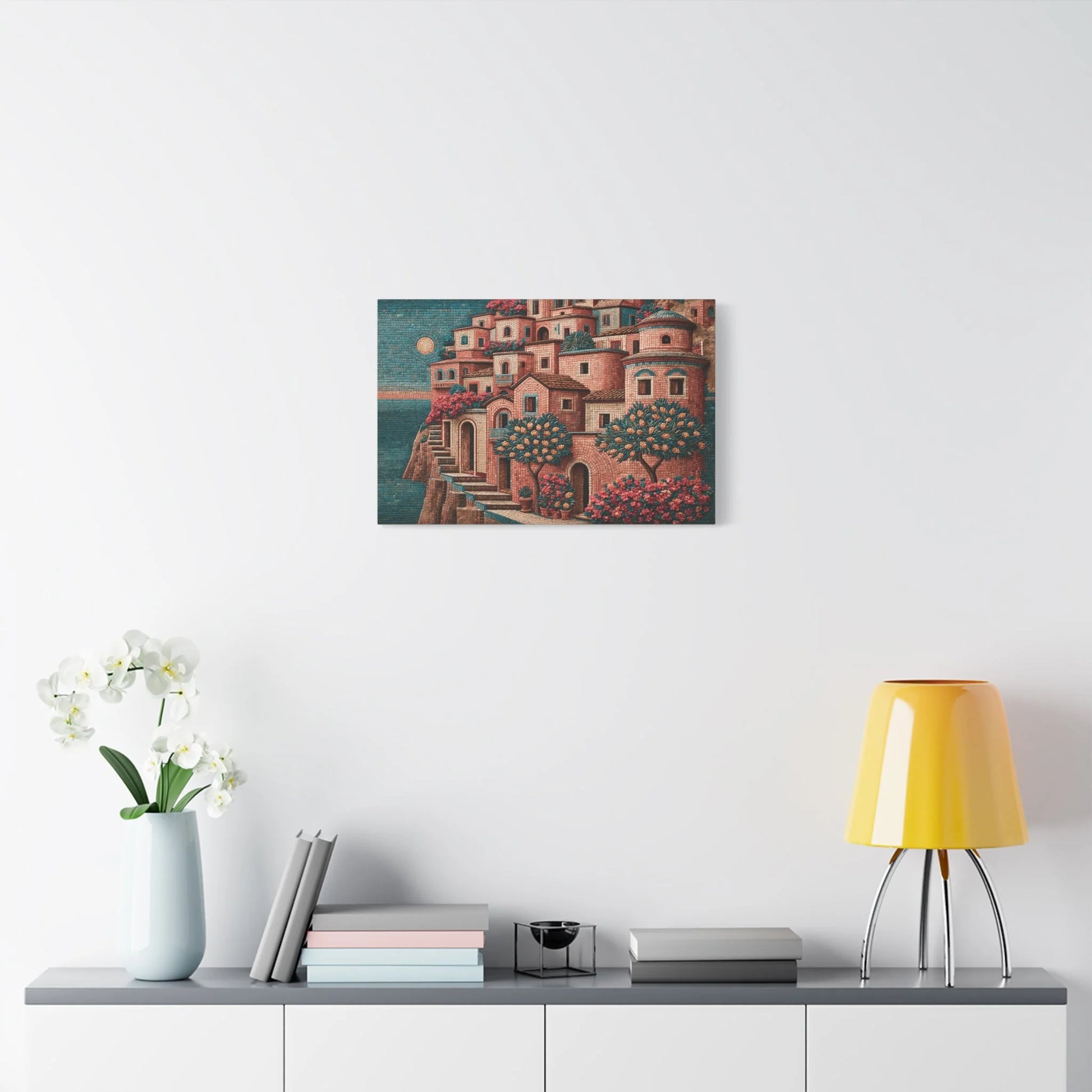 Tableau en Mosaïque Amalfi Ocre - Rivage de Tesselles - ambiance chambre adulte