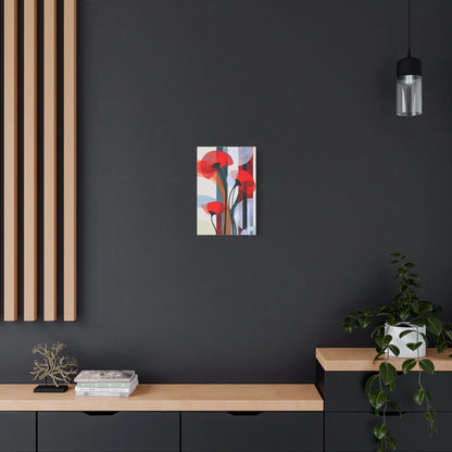 Tableau Coquelicot Minimaliste - Design Scandinave - vue mur béton ciré