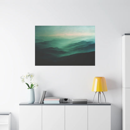 Tableau Collines vert sauge dans un salon contemporain