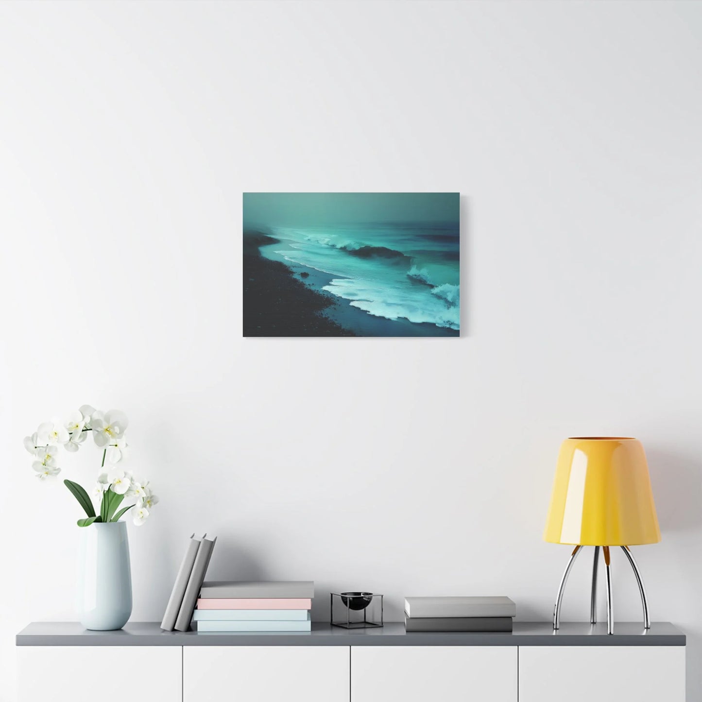 Tableau Vague vert sauge esprit scandinave contemporain