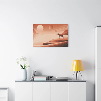 Tableau Loup Terracotta - Crépuscule du Désert - ambiance loft haut de plafond