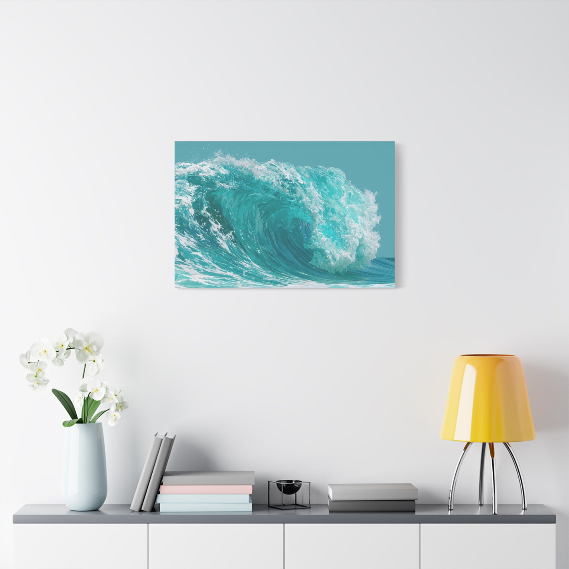 Grande vague turquoise graphique avec rouleau et ecume blanche - Art Virtuoso - vue 13/20