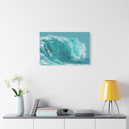 Grande vague turquoise graphique avec rouleau et ecume blanche - Art Virtuoso - vue 13/20