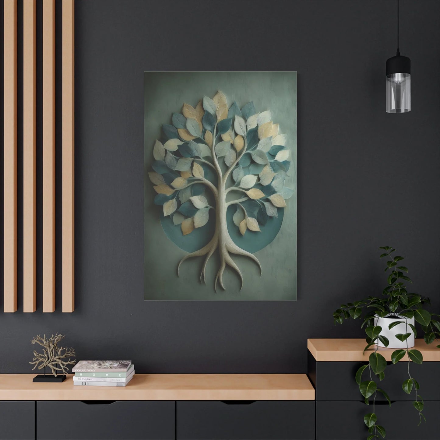 Tableau Arbre de Vie Vert Sauge - Racines & Couronne — Art Virtuoso