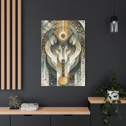 Tableau Loup Tribal - Mandala Ornemental - mise en scène impact maximal