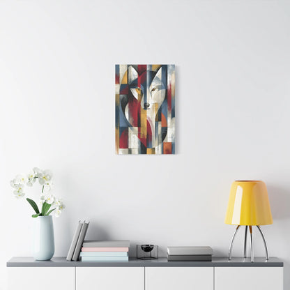 Tableau Loup Cubiste - Éclats Géométriques - ambiance chambre adulte