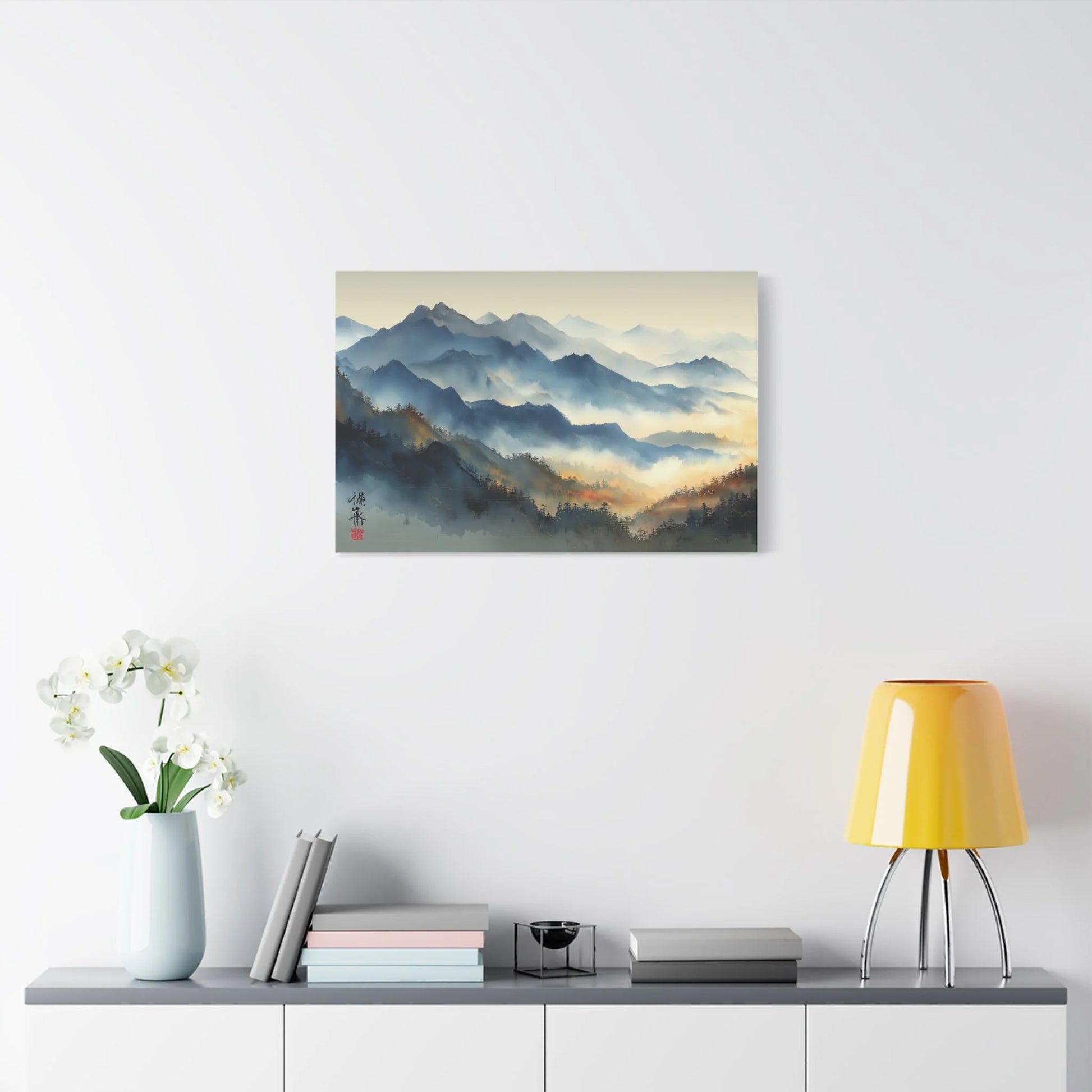Tableau Brume zen format horizontal grand pan de mur