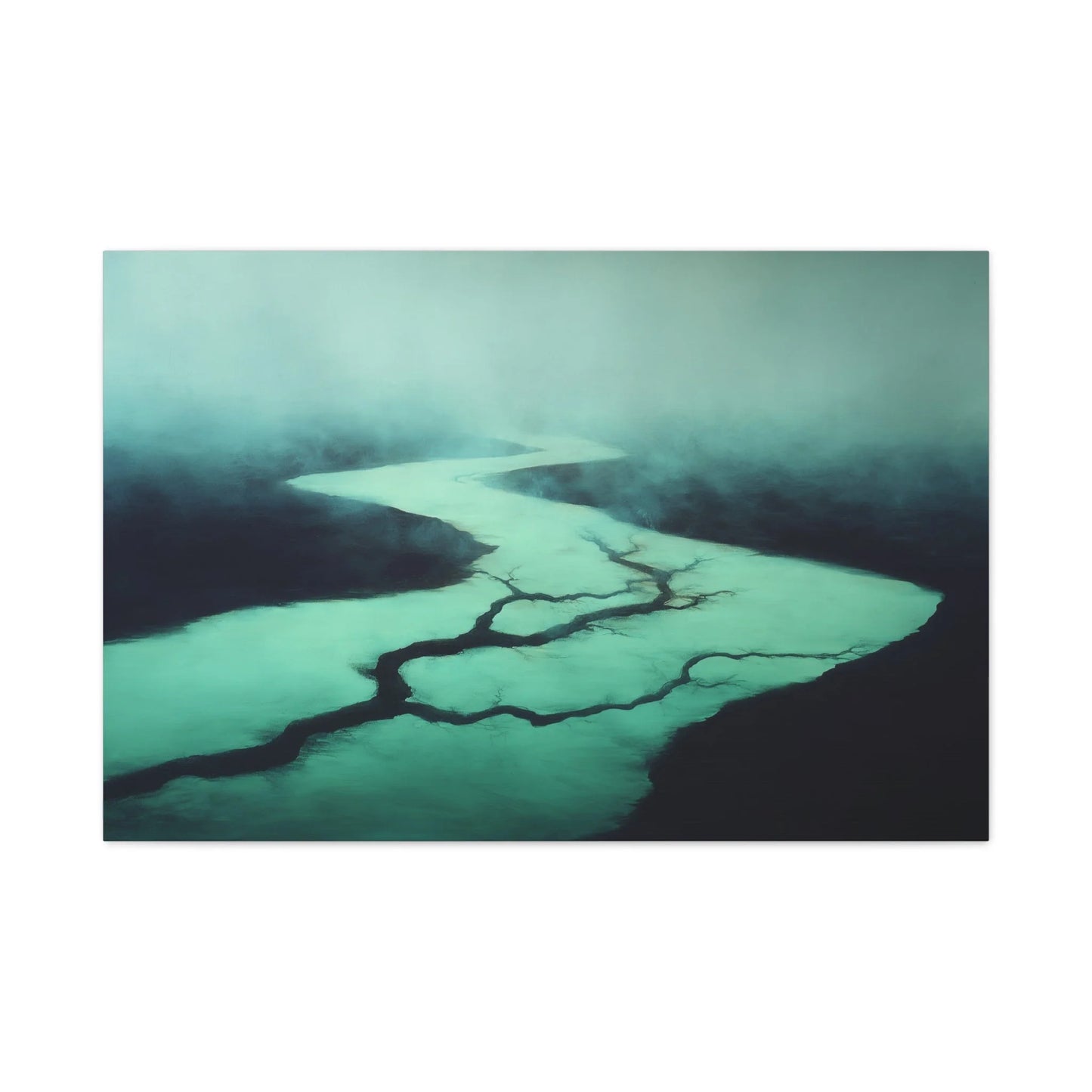 Tableau Méandres vert sauge brume scandinave