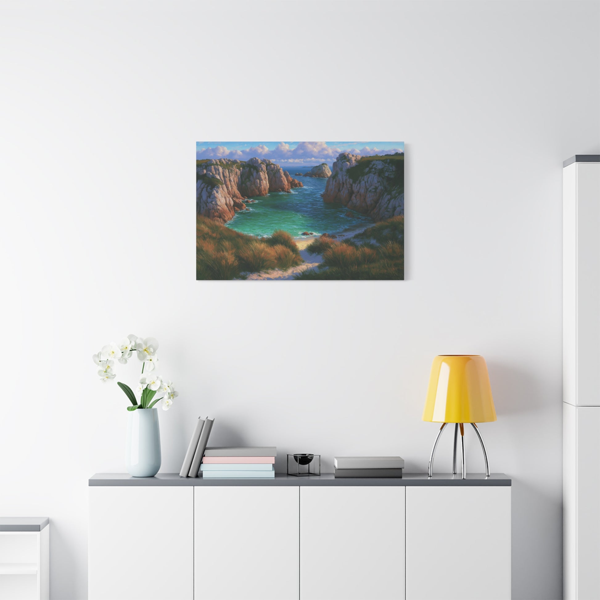 Crique bretonne sauvage avec falaises rocheuses et eau turquoise - Art Virtuoso - vue 16/20