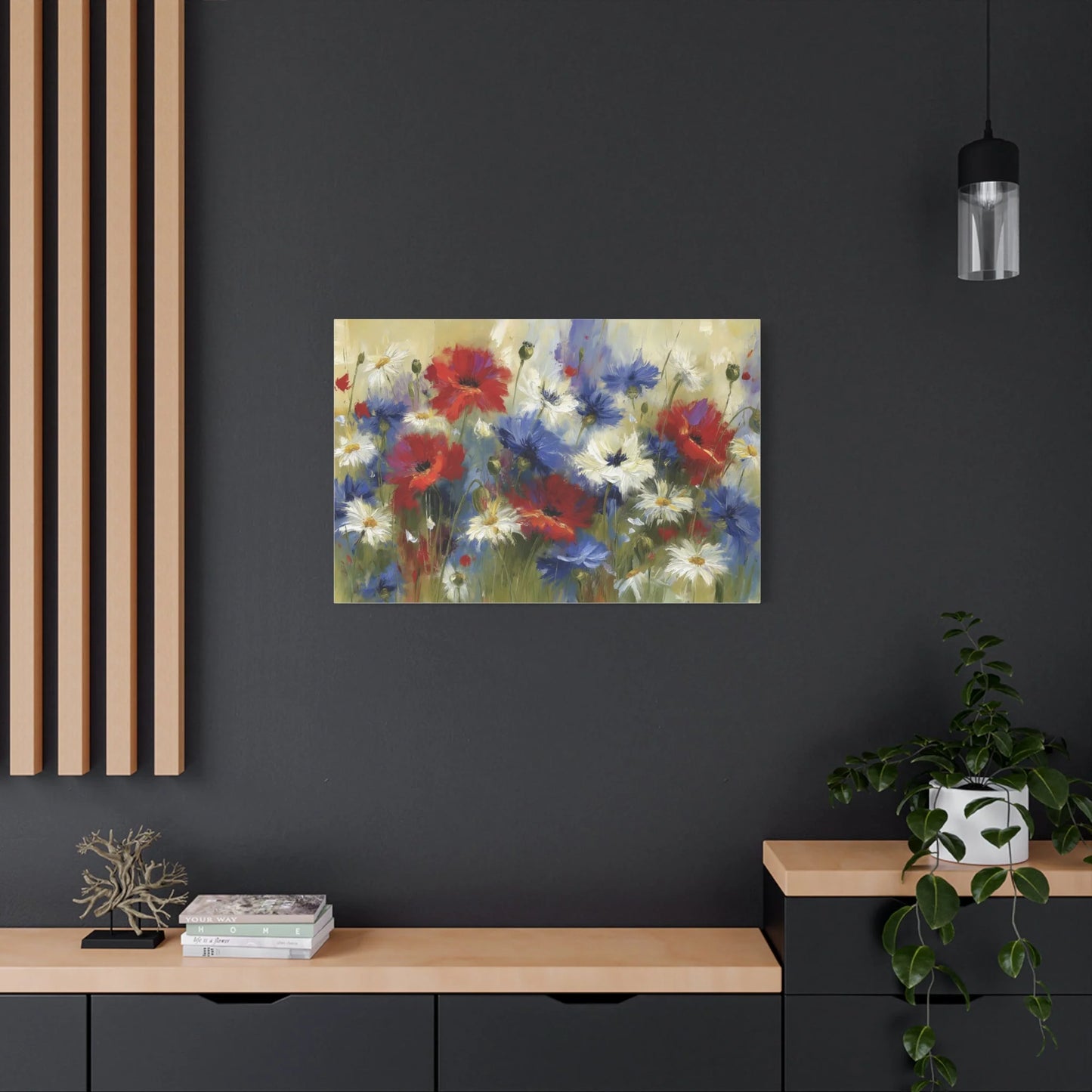 Tableau Champ Tricolore - Coquelicots, Bleuets et Marguerites - format XXL pièce de réception