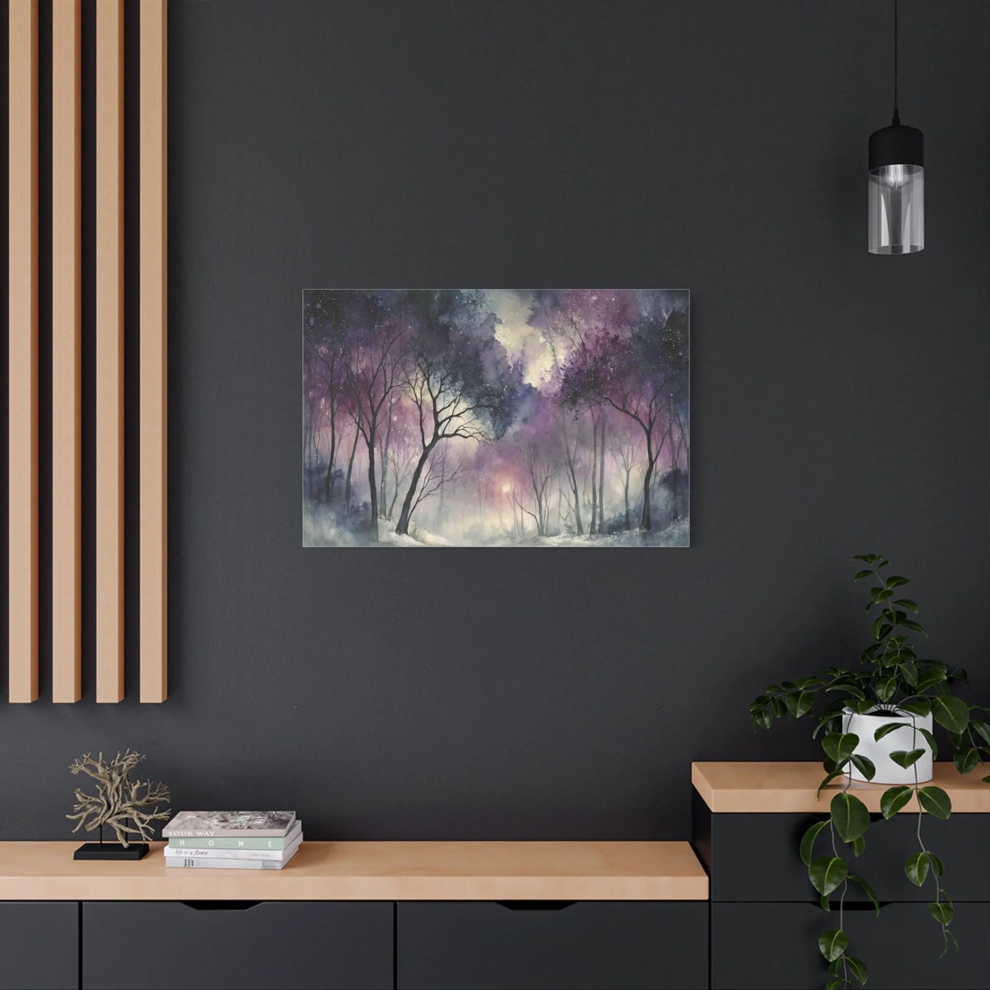 Tableau Forêt violette atmosphère bois magique