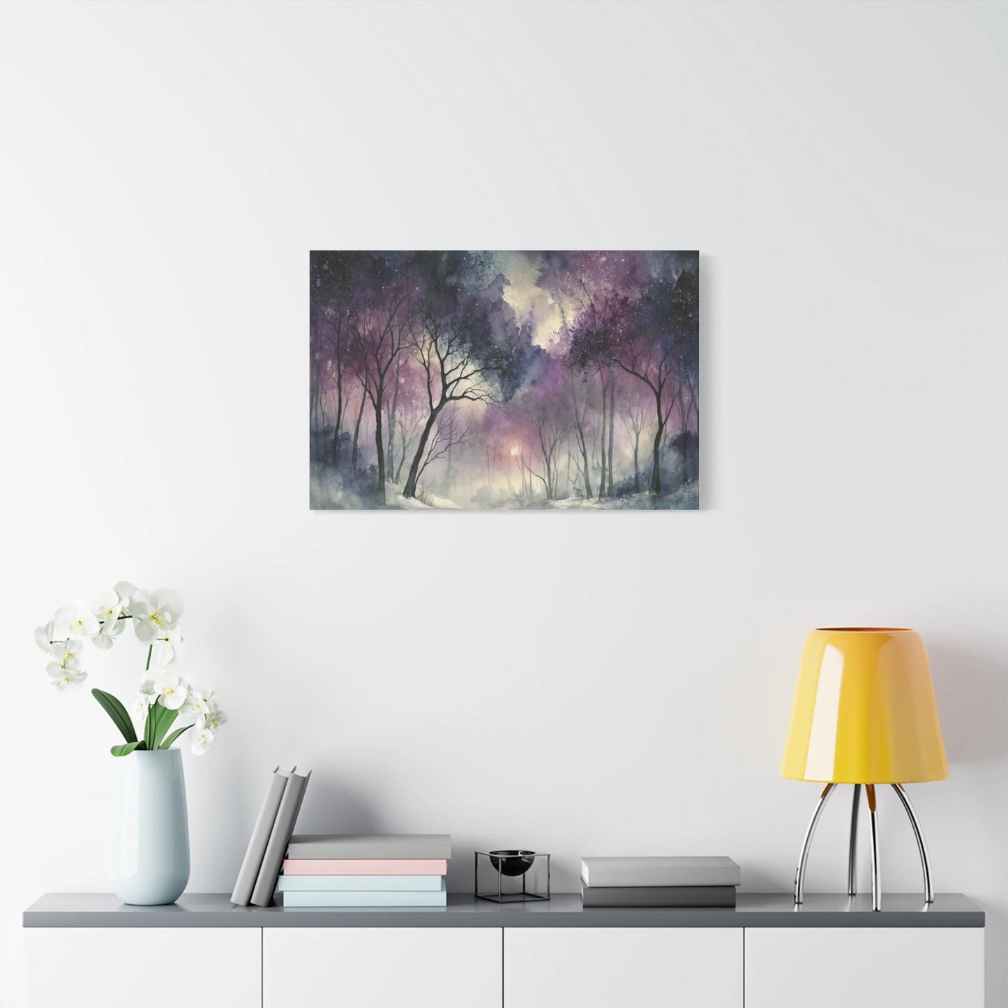 Tableau Forêt violette format horizontal grand pan de mur
