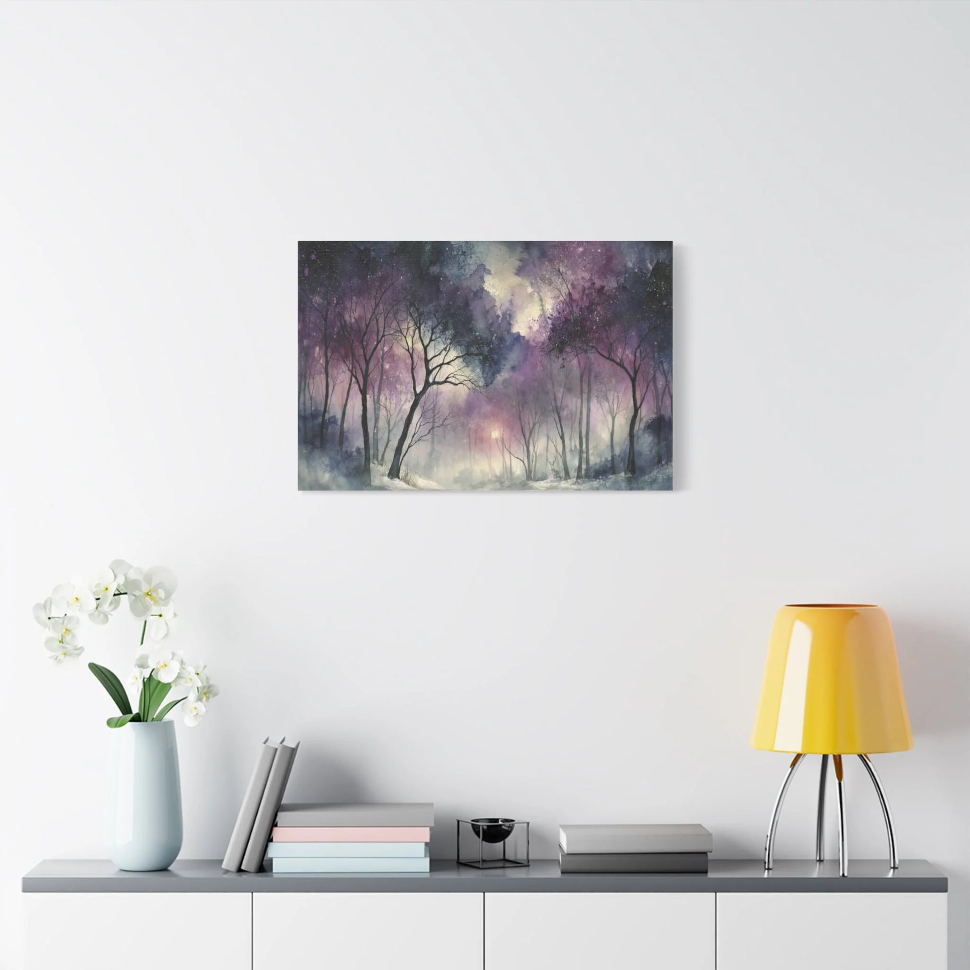 Tableau Forêt violette format horizontal grand pan de mur