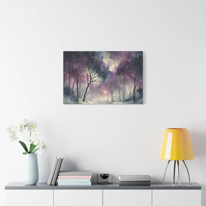 Tableau Forêt violette format horizontal grand pan de mur