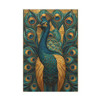 Tableau en Mosaïque Paon Byzantine Or - Plumes Impériales - ambiance bureau créatif
