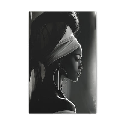Tableau Femme Africaine Noir Blanc Profil - format M - Art Virtuoso