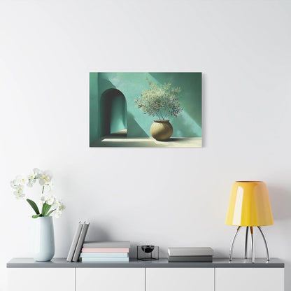 Tableau Terracotta vert sauge format horizontal grand pan de mur