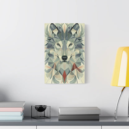 Tableau Loup Low Poly - Minimalisme Scandinave - décor salon contemporain bois