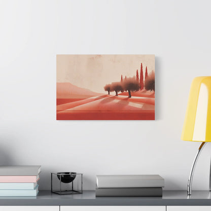 Tableau tableau paysage stylisé terracotta — strates chromatiques