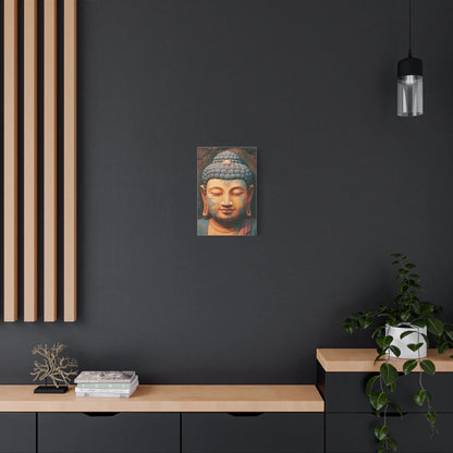 Tableau Tête de Bouddha - Sérénité de Pierre Patinée - vue mur béton ciré