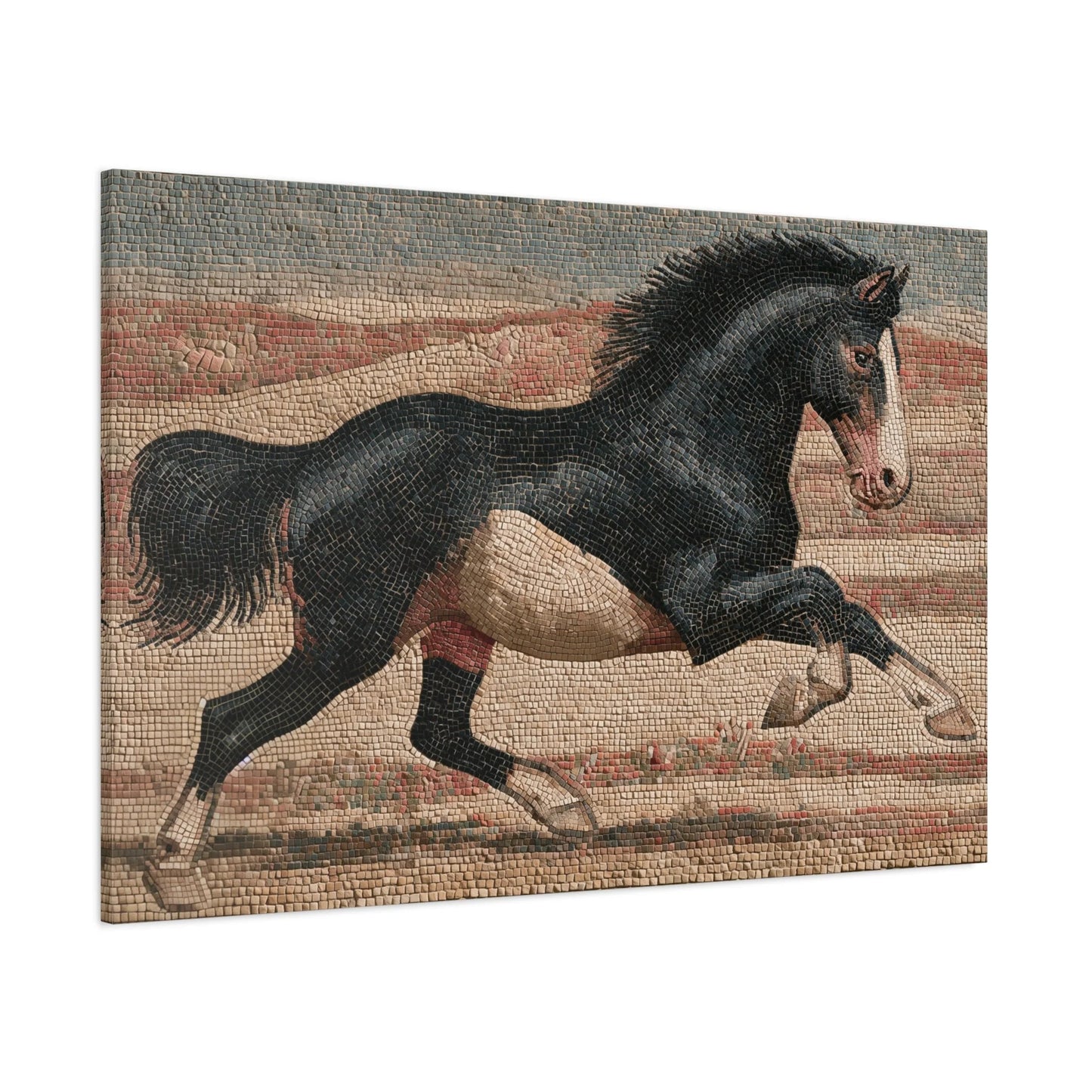Tableau en Mosaïque Cheval Romain au Galop - Course Antique - décor monumental espace ouvert