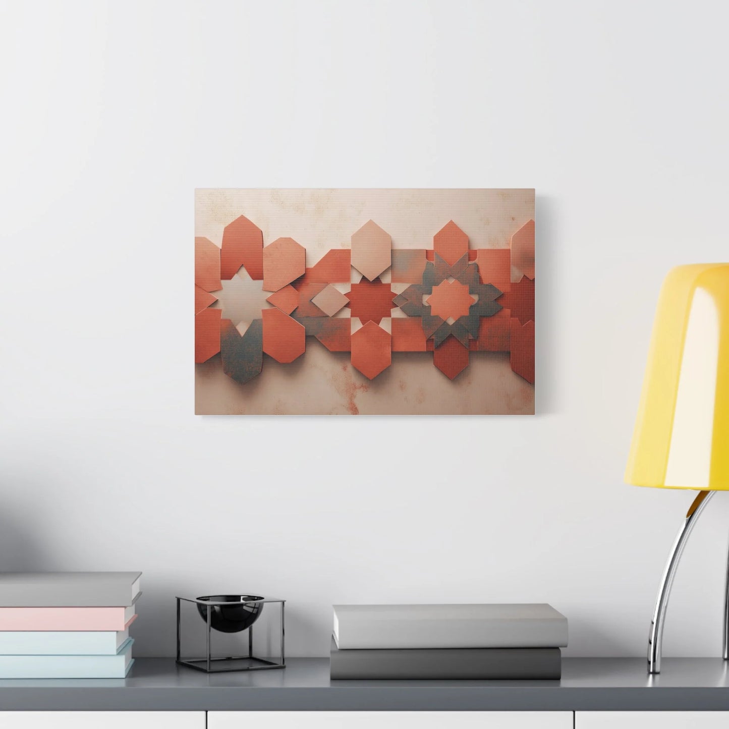 Tableau tableau artisanal marocain — étoiles et hexagones