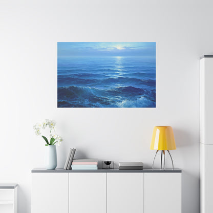 Ocean bleu profond avec vagues et lumiere claire sur l horizon - Art Virtuoso - vue 19/20