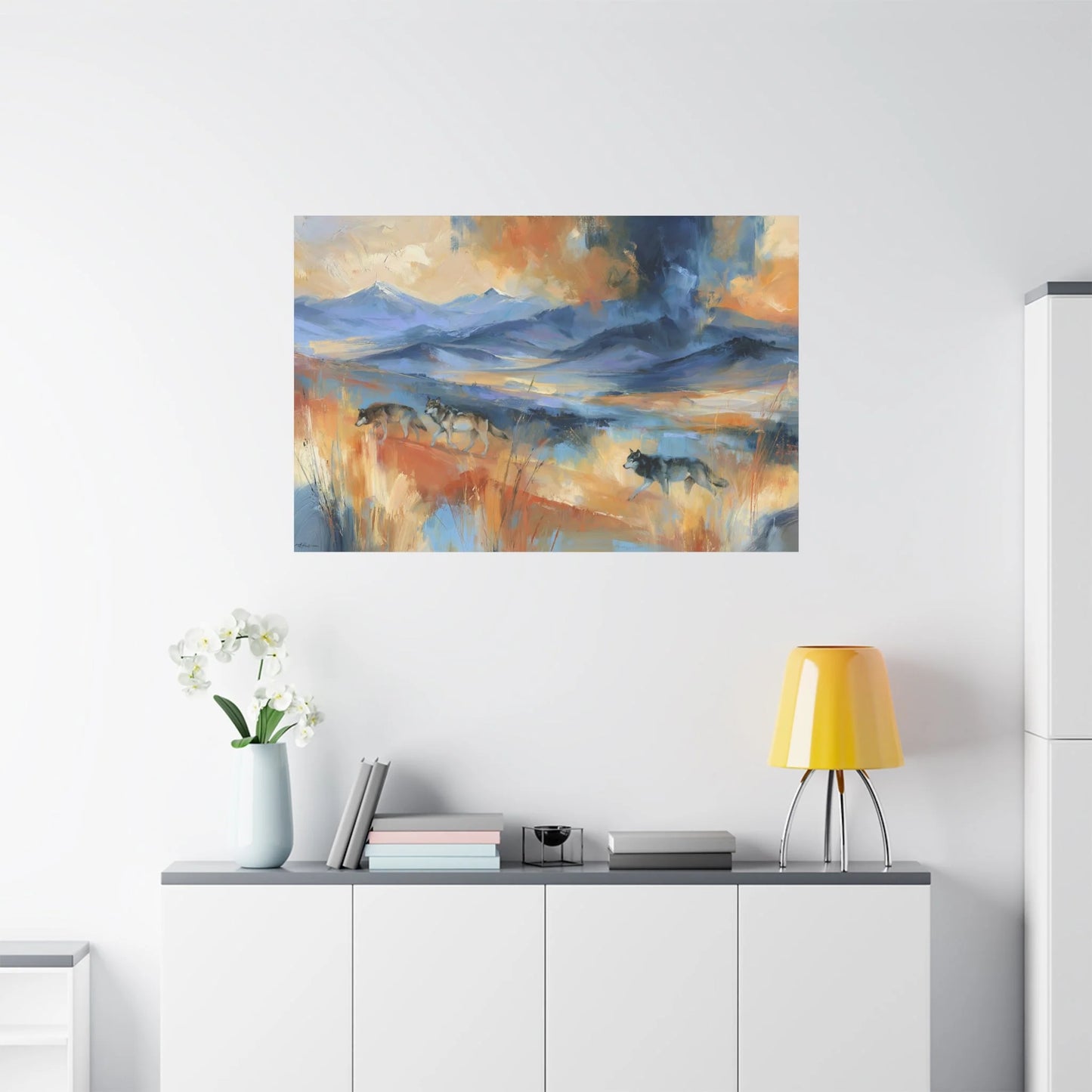 Tableau Meute de Loups - Panorama de Montagne - vue mur grande hauteur