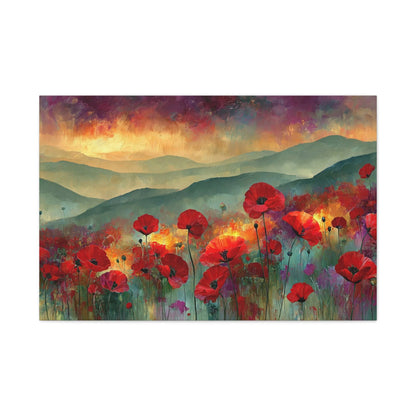 Tableau Champ de Coquelicots - Embrasement du Crépuscule - ambiance bureau créatif