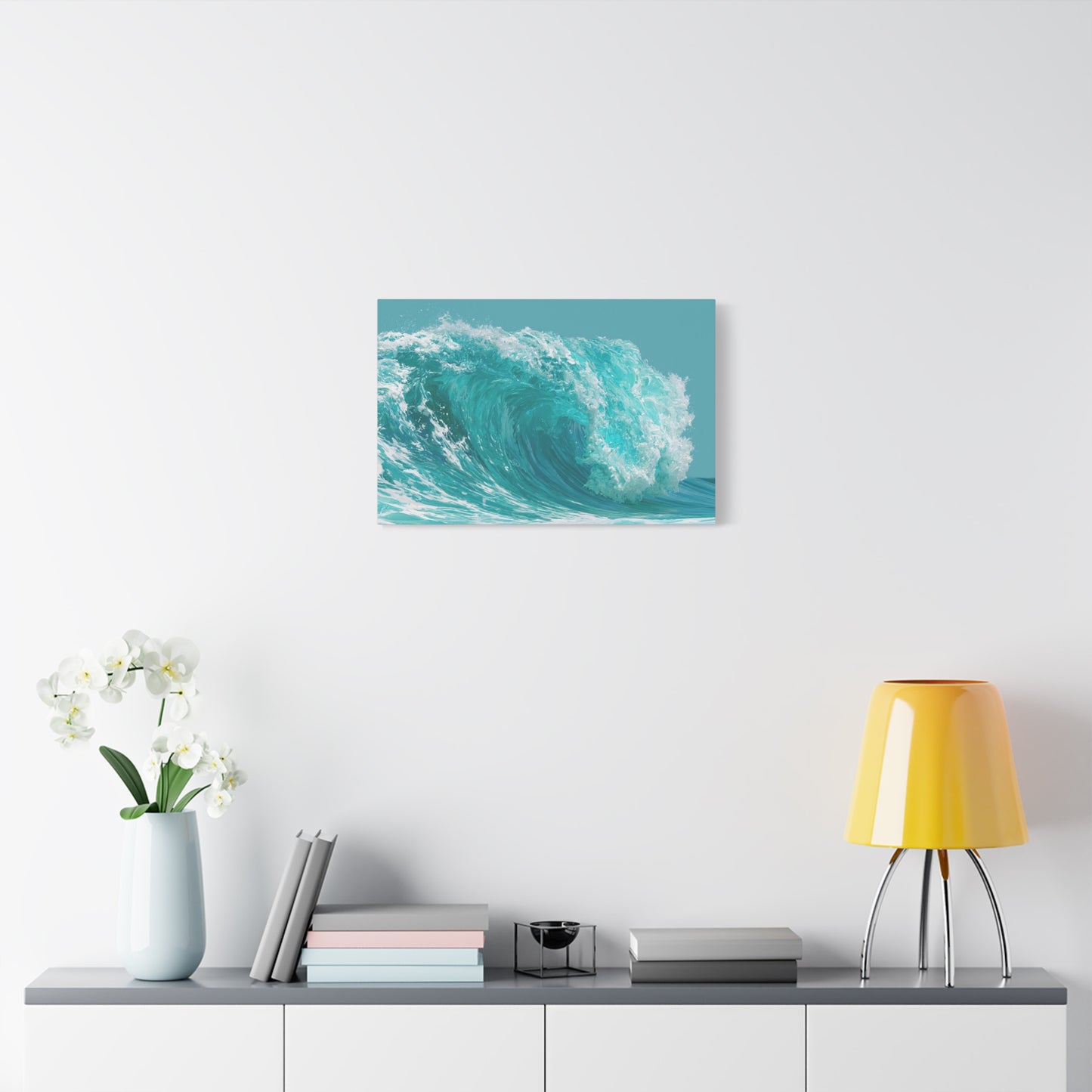 Grande vague turquoise graphique avec rouleau et ecume blanche - Art Virtuoso - vue 10/20
