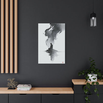 Tableau Calligraphie Bouddhique - Sagesse en Sumi-e - format XXL pièce de réception