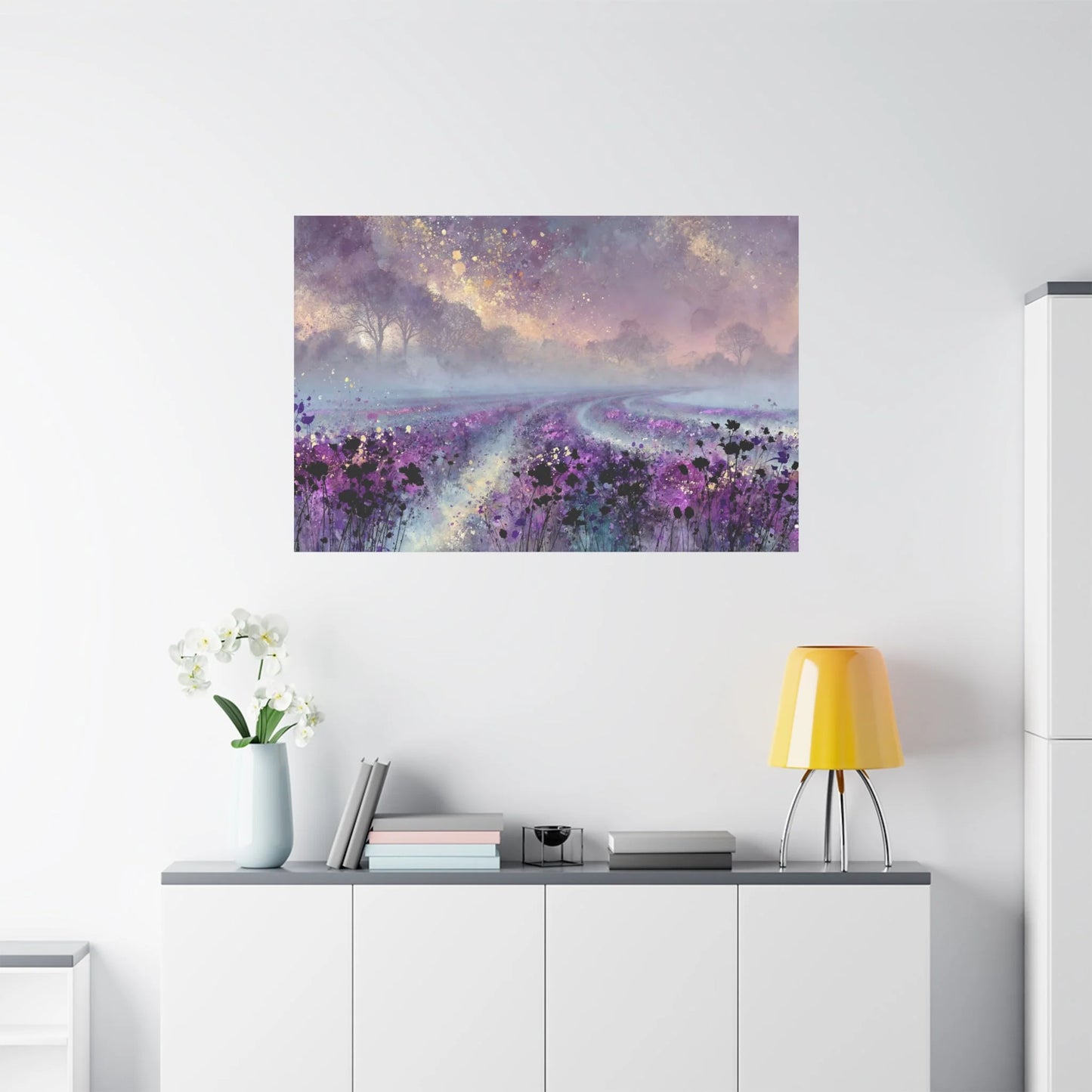 Tableau Lavande violet dans un salon contemporain