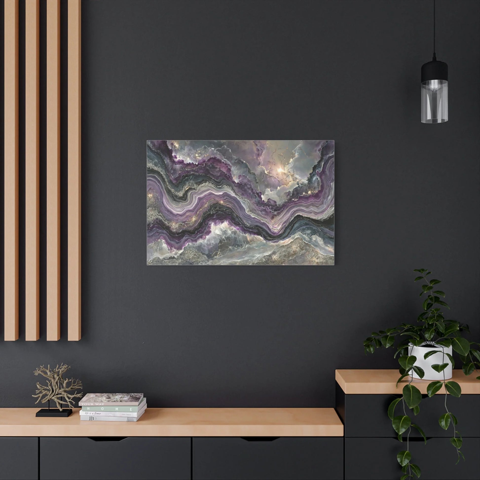 Tableau Marbre violet atmosphère agates précieuses