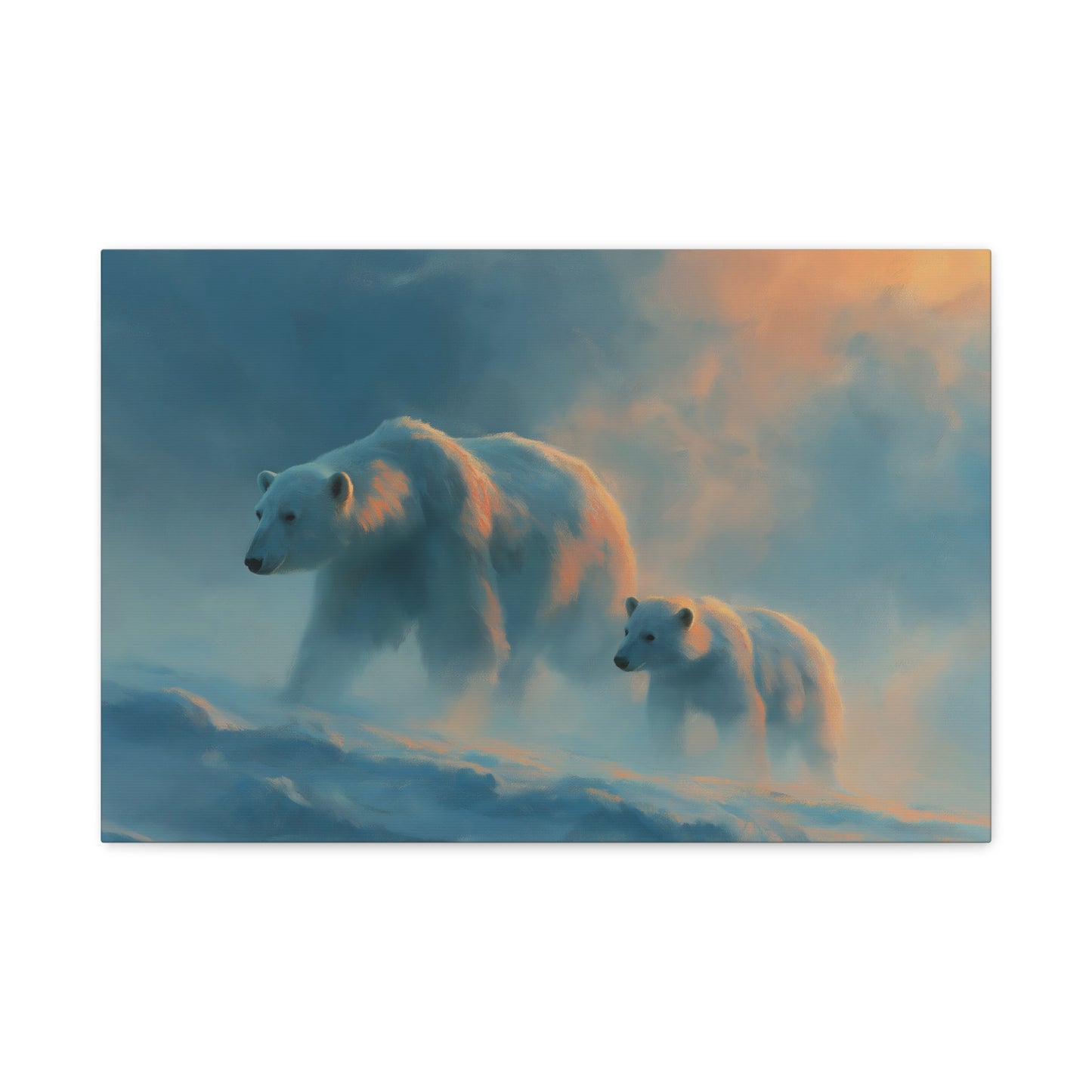 Tableau Ourse Polaire Mère et Ourson - Tendresse Arctique - format M