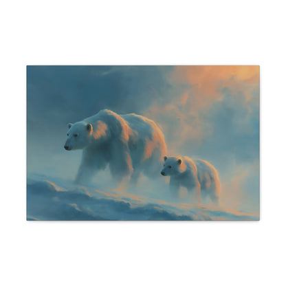 Tableau Ourse Polaire Mère et Ourson - Tendresse Arctique - format M